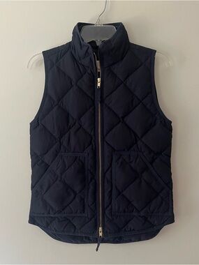 J. Crew Quilted Down Puffer Vest XXS Navy Blue Equestrian New England Preppy